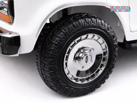 Klasyczny Ford Bronco dwuosobowy Pickup na akumulator - biały, 4x4 24V/7Ah, RVA, ekoskóra, pilot, Bluetooth [PA0338]