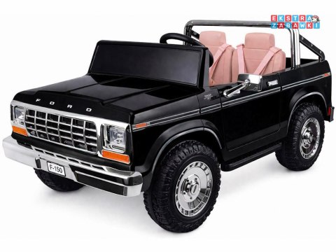 Klasyczny Ford Bronco dwuosobowy Pickup na akumulator - czarny, 4x4 24V/7Ah, RVA, ekoskóra, pilot, Bluetooth [PA0338]
