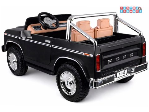Klasyczny Ford Bronco dwuosobowy Pickup na akumulator - czarny, 4x4 24V/7Ah, RVA, ekoskóra, pilot, Bluetooth [PA0338]