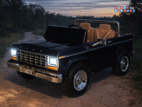 Klasyczny Ford Bronco dwuosobowy Pickup na akumulator - czarny, 4x4 24V/7Ah, RVA, ekoskóra, pilot, Bluetooth [PA0338]