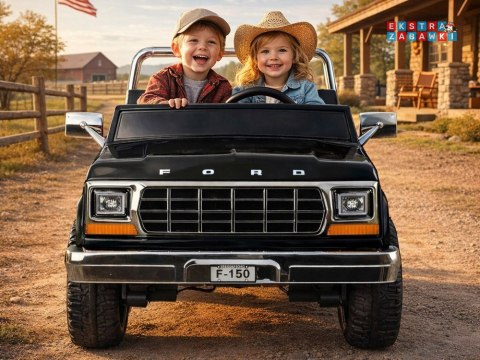 Klasyczny Ford Bronco dwuosobowy Pickup na akumulator - czarny, 4x4 24V/7Ah, RVA, ekoskóra, pilot, Bluetooth [PA0338]