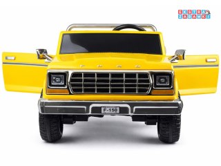 Klasyczny Ford Bronco dwuosobowy Pickup na akumulator - żółty, 4x4 24V/7Ah, RVA, ekoskóra, pilot, Bluetooth [PA0338]