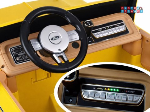 Klasyczny Ford Bronco dwuosobowy Pickup na akumulator - żółty, 4x4 24V/7Ah, RVA, ekoskóra, pilot, Bluetooth [PA0338]