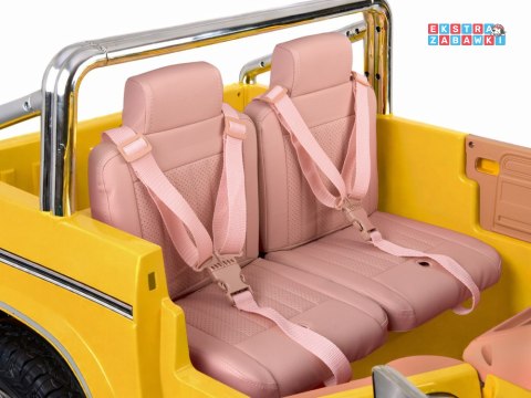 Klasyczny Ford Bronco dwuosobowy Pickup na akumulator - żółty, 4x4 24V/7Ah, RVA, ekoskóra, pilot, Bluetooth [PA0338]