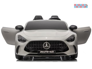 Mercedes AMG GT63 dwuosobowy na akumulator - szary, 4x200W 24V/7Ah, pilot, EVA, ekoskóra, pasy, LED, panel muzyczny [PA0341]