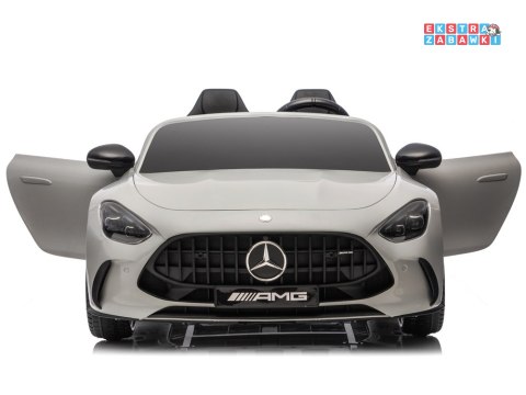 Mercedes AMG GT63 dwuosobowy na akumulator - szary, 4x200W 24V/7Ah, pilot, EVA, ekoskóra, pasy, LED, panel muzyczny [PA0341]