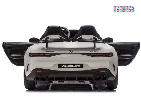 Mercedes AMG GT63 dwuosobowy na akumulator - szary, 4x200W 24V/7Ah, pilot, EVA, ekoskóra, pasy, LED, panel muzyczny [PA0341]