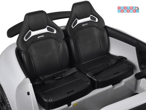 Mercedes AMG GT63 dwuosobowy na akumulator - szary, 4x200W 24V/7Ah, pilot, EVA, ekoskóra, pasy, LED, panel muzyczny [PA0341]