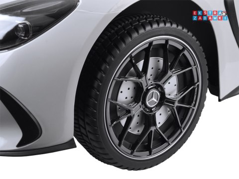 Mercedes AMG GT63 dwuosobowy na akumulator - szary, 4x200W 24V/7Ah, pilot, EVA, ekoskóra, pasy, LED, panel muzyczny [PA0341]