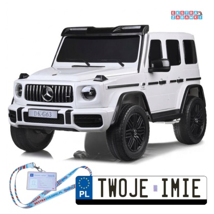 Mercedes G klasa 63 AMG 2-osobowy na akumulator - biały, 4x200W 24V/7Ah, MP4, ekoskóra, pilot [PA0309]
