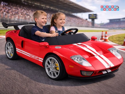 Ford GT 4 dwuosobowy na akumulator - czerwony, 4x4 24V/7Ah, pilot, LED, EVA, ekoskóa, pasy [PA0337]
