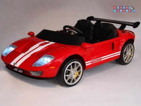 Ford GT 4 dwuosobowy na akumulator - czerwony, 4x4 24V/7Ah, pilot, LED, EVA, ekoskóa, pasy [PA0337]