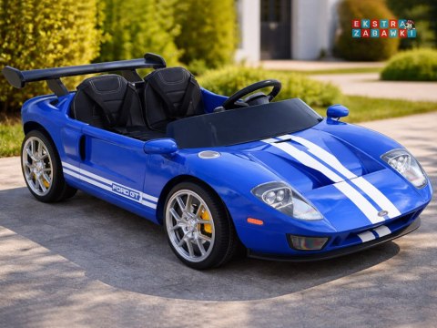 Ford GT 4 dwuosobowy na akumulator - niebieski, 4x4 24V/7Ah, pilot, LED, EVA, ekoskóa, pasy [PA0337]