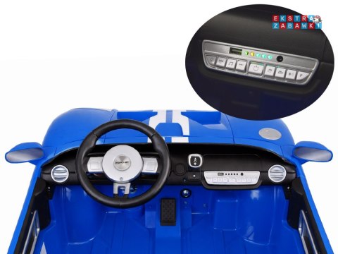 Ford GT 4 dwuosobowy na akumulator - niebieski, 4x4 24V/7Ah, pilot, LED, EVA, ekoskóa, pasy [PA0337]