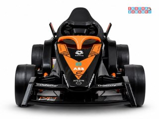 Bolid Formuła E McLaren NEOM na akumulator - pomarańczowy, 2x45W 12V/7Ah, pilot, EVA, pas, ekoskóra, panel muzyczny [PA0346]