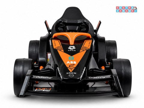 Bolid Formuła E McLaren NEOM na akumulator - pomarańczowy, 2x45W 12V/7Ah, pilot, EVA, pas, ekoskóra, panel muzyczny [PA0346]