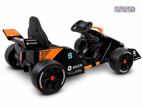 Bolid Formuła E McLaren NEOM na akumulator - pomarańczowy, 2x45W 12V/7Ah, pilot, EVA, pas, ekoskóra, panel muzyczny [PA0346]