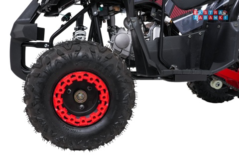 Czerwony quad spalinowy WILDPEAK 110cc - jednocylindrowy, czterosuw, pompowane opony, rozrusznik [ATV006]