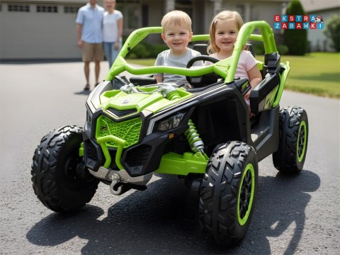 Buggy Can-am Maverick CA001 2-osobowy na akumulator - zielony, 4x200W 24V/7Ah, EVA, 3-punktowe pasy, LED, MP3 [PA0287]