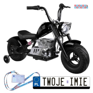 Motor Chopper na akumulator - czarny, 24V/14Ah, do 20 km/h, max 80kg, pompowane koła, hamulec tarczowy, LED [PA0318]