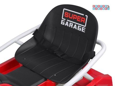Gokart z funkcją driftu na akumulator - czerwony, 1x200W 24V/7Ah, silnik bezszczotkowy, do 50kg [PA0339]