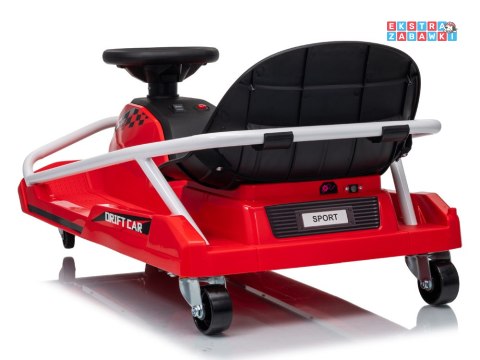 Gokart z funkcją driftu na akumulator - czerwony, 1x200W 24V/7Ah, silnik bezszczotkowy, do 50kg [PA0339]