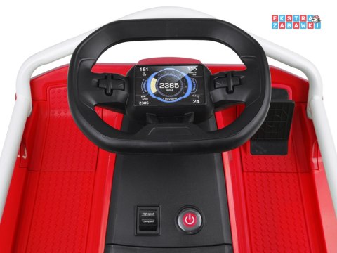 Gokart z funkcją driftu na akumulator - czerwony, 1x200W 24V/7Ah, silnik bezszczotkowy, do 50kg [PA0339]