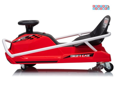 Gokart z funkcją driftu na akumulator - czerwony, 1x200W 24V/7Ah, silnik bezszczotkowy, do 50kg [PA0339]