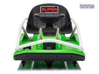 Gokart z funkcją driftu na akumulator - zielony, 1x200W 24V/7Ah, silnik bezszczotkowy, do 50kg [PA0339]