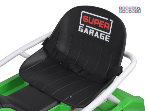 Gokart z funkcją driftu na akumulator - zielony, 1x200W 24V/7Ah, silnik bezszczotkowy, do 50kg [PA0339]