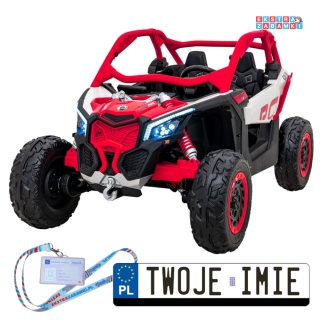 Maverick Turbo RR buggy dwuosobowy na akumulator - czerwony, 4x200W 24V/14Ah, koła EVA, ekoskóra, LED [DK-CA001]