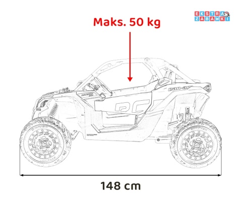Maverick Turbo RR buggy dwuosobowy na akumulator - czerwony, 4x200W 24V/14Ah, koła EVA, ekoskóra, LED [DK-CA001]