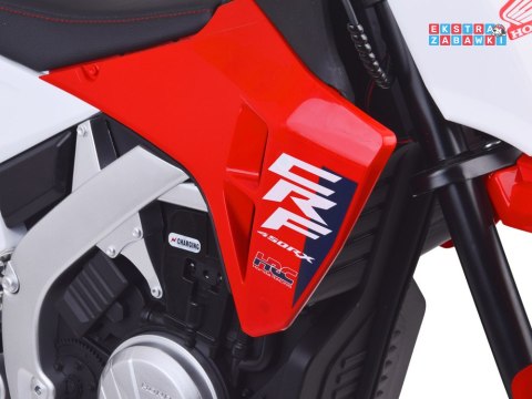 Motorek cross HONDA CRF 450RX na akumulator - czerwony, 1x250W 24V/5Ah, do 22km/h, pompowane koła, bezszczotkowy silnik [PA0345]