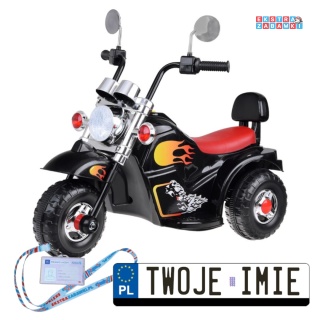 Motorek Chopper na akumulator - czarny, 1x20W 6V/4.5Ah, efekty świetlne i dźwiękowe [PA0305]
