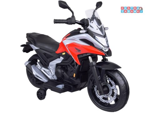 Motorek HONDA NC750X na akumulator - czerwony, 2x35W 12V/4.5Ah, panel muzyczny, LED, boczne kółka, elektryczny hamulec [PA0314]