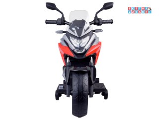 Motorek HONDA NC750X na akumulator - czerwony, 2x35W 12V/4.5Ah, panel muzyczny, LED, boczne kółka, elektryczny hamulec [PA0314]