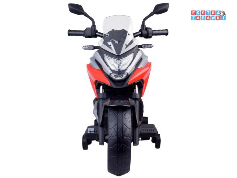 Motorek HONDA NC750X na akumulator - czerwony, 2x35W 12V/4.5Ah, panel muzyczny, LED, boczne kółka, elektryczny hamulec [PA0314]