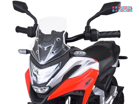 Motorek HONDA NC750X na akumulator - czerwony, 2x35W 12V/4.5Ah, panel muzyczny, LED, boczne kółka, elektryczny hamulec [PA0314]