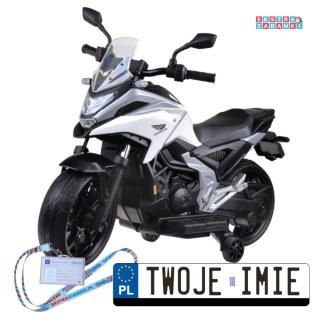 Motorek HONDA NC750X na akumulator - biały, 2x35W 12V/4.5Ah, panel muzyczny, boczne kółka, klakson, dźwięki [PA0314]
