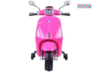 Motorek skuter VESPA na akumulator - różowy, 2x25W 12V/4.5Ah, wolny start, panel muzyczny, elektryczny hamulec [PA0344]