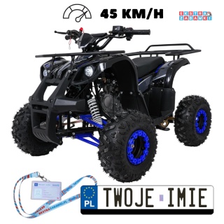 Niebieski quad spalinowy WILDPEAK 110cc - jednocylindrowy, czterosuw, pompowane opony, rozrusznik [ATV006]