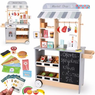 Sklep drewniany dla dzieci - market interaktywny z kostkarką [ZA6167]