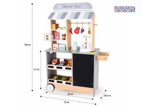 Sklep drewniany dla dzieci - market interaktywny z kostkarką [ZA6167]