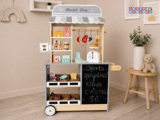 Sklep drewniany dla dzieci - market interaktywny z kostkarką [ZA6167]