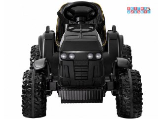 Traktor z przyczepą na akumulator - czarny, 2x35W 12V/7Ah, pilot, EVA, ekoskóra, panel muzyczny, pasy [PA0240]