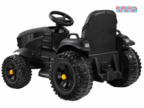 Traktor z przyczepą na akumulator - czarny, 2x35W 12V/7Ah, pilot, EVA, ekoskóra, panel muzyczny, pasy [PA0240]
