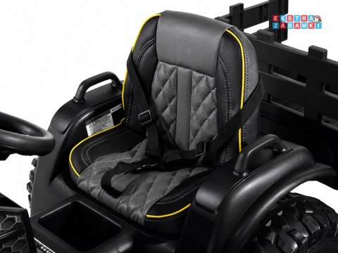 Traktor z przyczepą na akumulator - czarny, 2x35W 12V/7Ah, pilot, EVA, ekoskóra, panel muzyczny, pasy [PA0240]