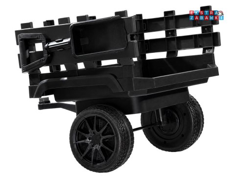 Traktor z przyczepą na akumulator - czarny, 2x35W 12V/7Ah, pilot, EVA, ekoskóra, panel muzyczny, pasy [PA0240]