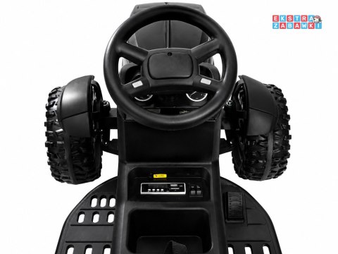 Traktor z przyczepą na akumulator - czarny, 2x35W 12V/7Ah, pilot, EVA, ekoskóra, panel muzyczny, pasy [PA0240]