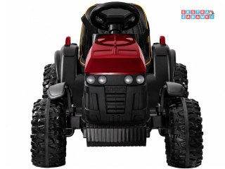 Traktor z przyczepą na akumulator - czerwony, 2x35W 12V/7Ah, pilot, EVA, ekoskóra, panel muzyczny, pasy [PA0240]
